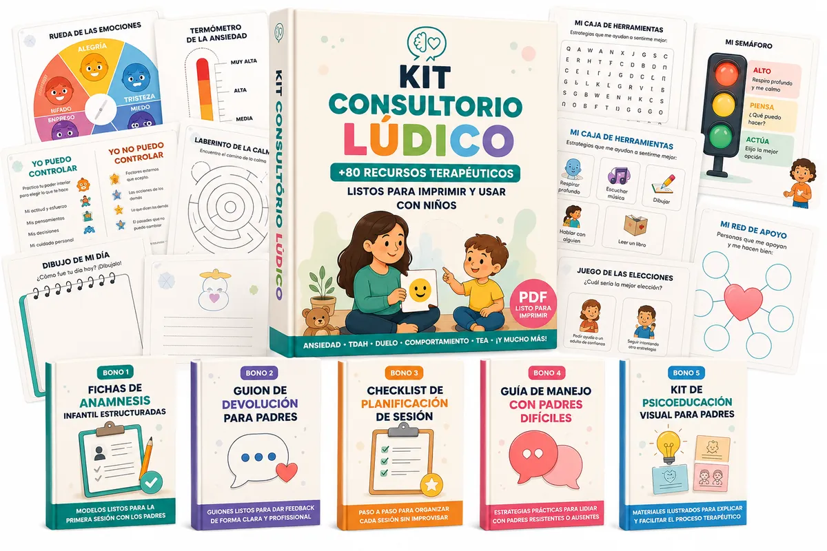 Kit Consultorio Lúdico con +80 recursos terapéuticos y 5 bonos exclusivos